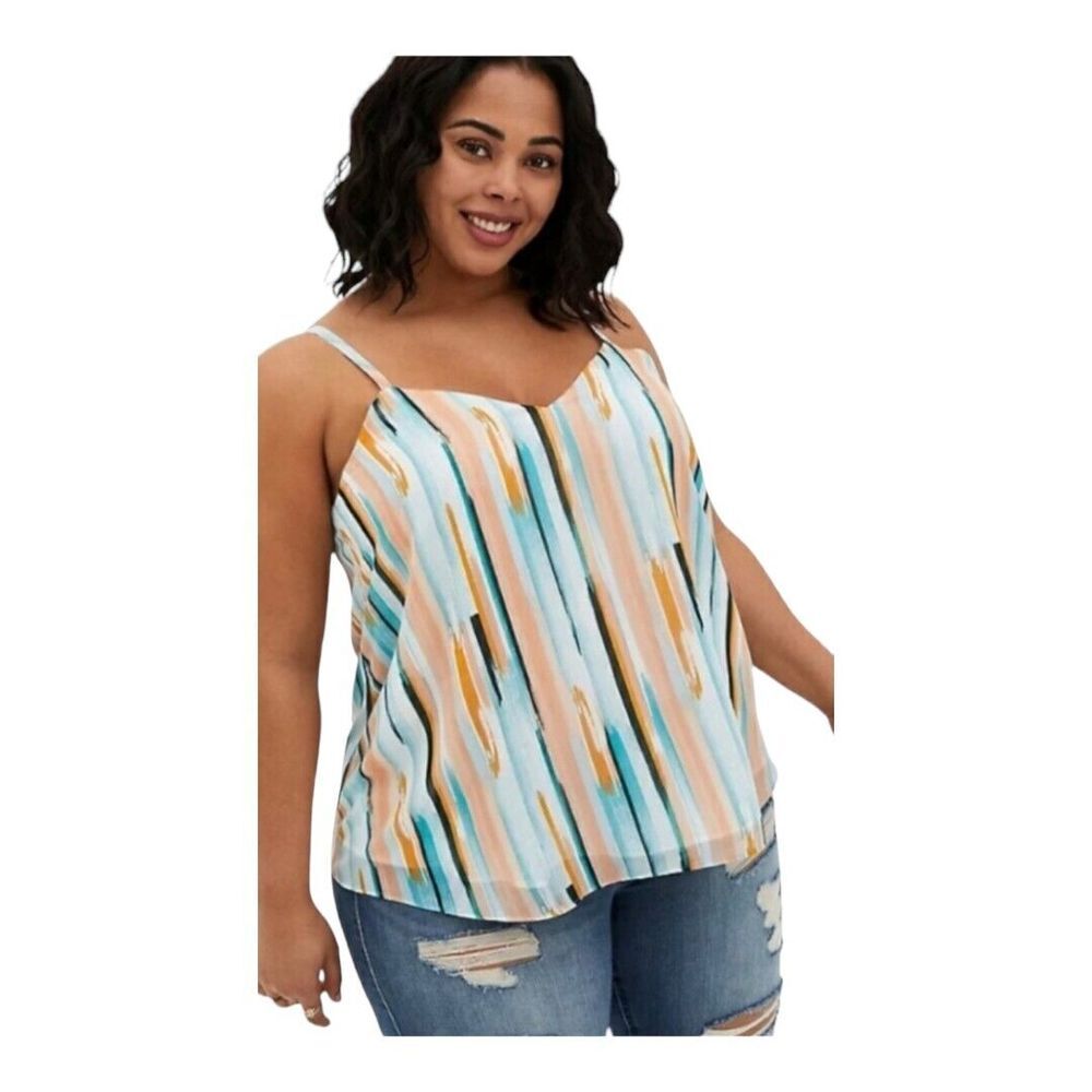 NWOT Torrid Sophie Chiffon Swing Cami Paint Stripe Size 2 (2X) Lightweight